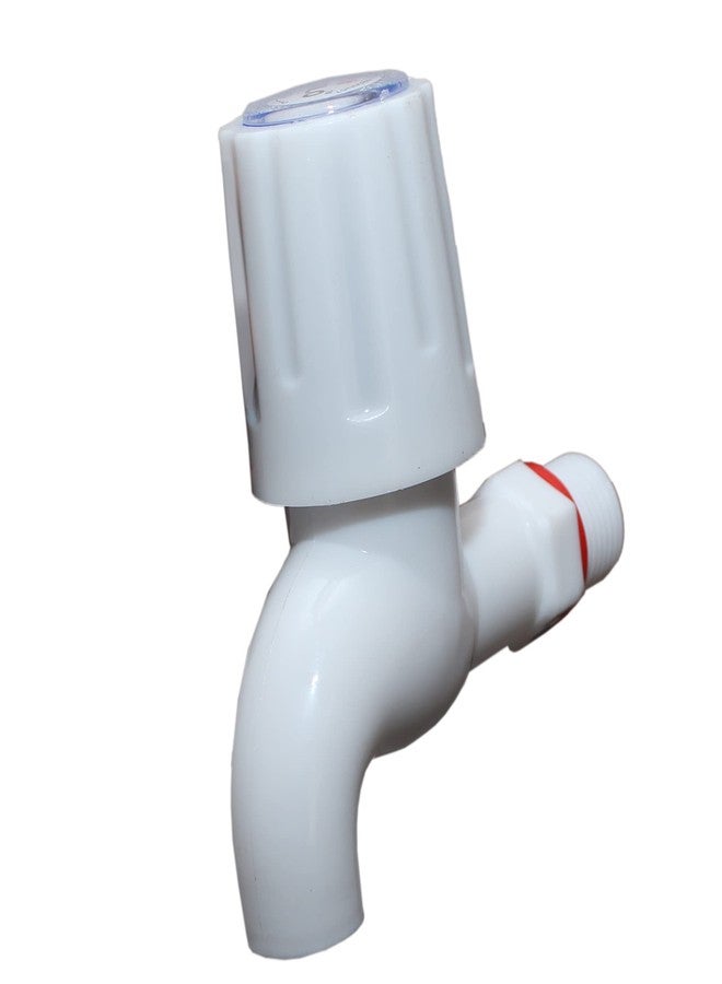 Droptech White PVC Plastic Turbo Bib Cock/Water Taps for Kitchen Bathroom Wash Basins - Set of 3 (1/2", 15 mm) Type PVC Taps Faucet for Hot and Cold Water - Image 3